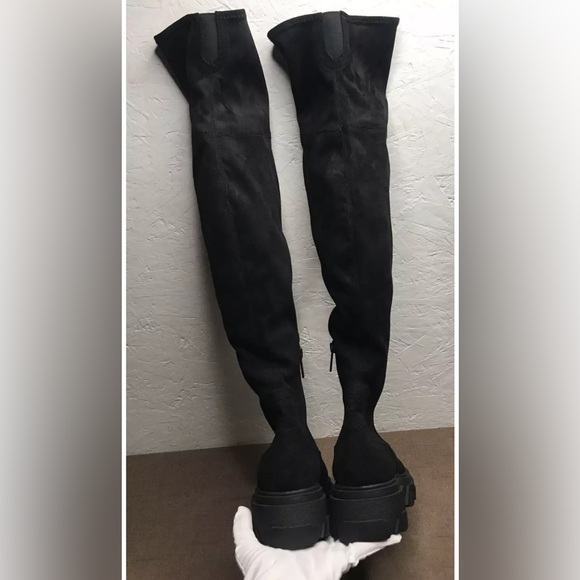 Calvin Klein Women's Over the Knee Stretch Boots Black with Lug Soles Size 7.5M - Picture 8 of 13
